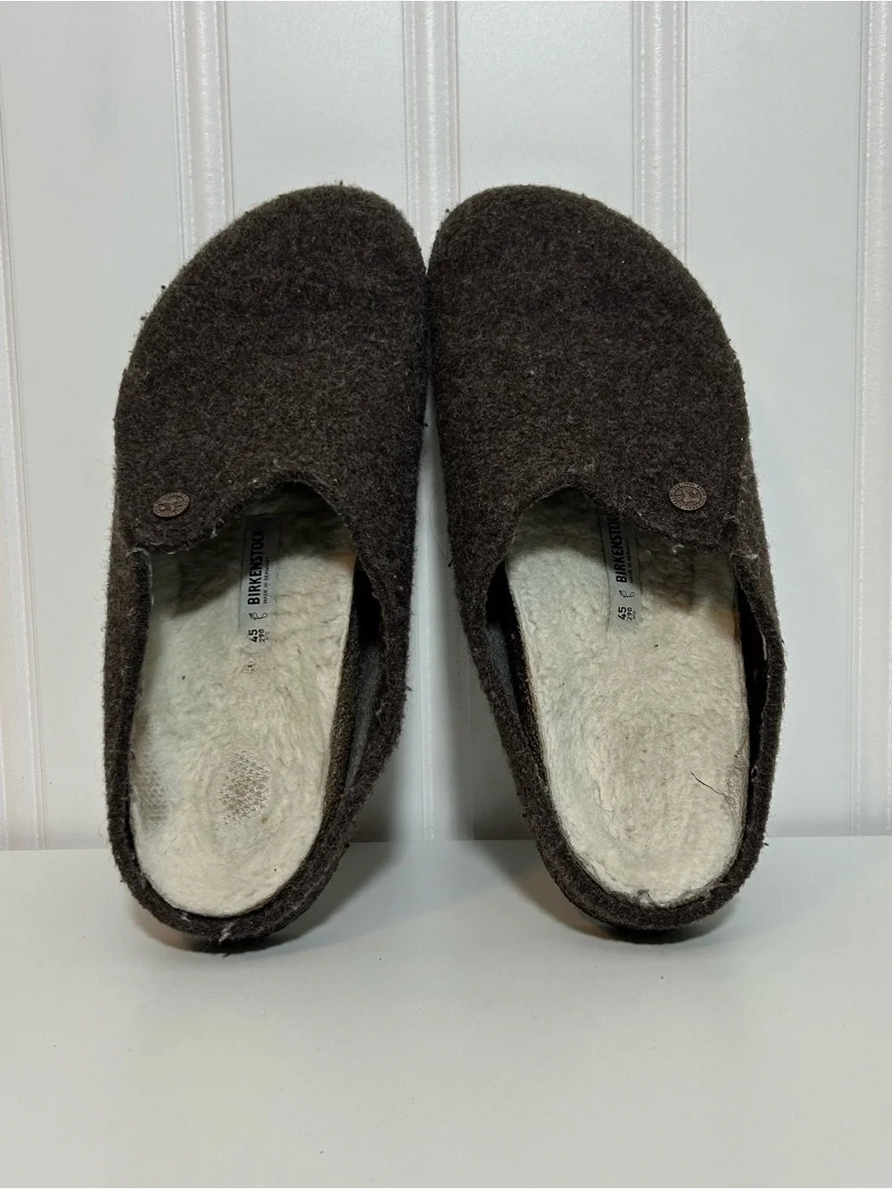 Birkenstock zermatt Men's Brown Wool Slip-On Slippers